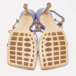 Bottega Veneta Purple Leather Strech Ankle Strap Sandals Size 36