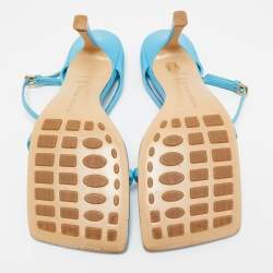 مملوكة مسبقًا صندل بوتيغا فينيتا جلد أزرق برباط عند الكاحل مقاس 36.5