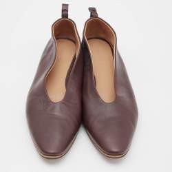 Pre Owned Bottega Veneta Dark Brown Leather Almond Toe Ballet Flats Size 37