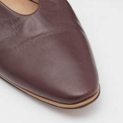 Pre Owned Bottega Veneta Dark Brown Leather Almond Toe Ballet Flats Size 37