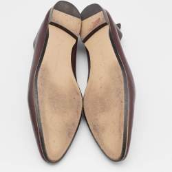 Pre Owned Bottega Veneta Dark Brown Leather Almond Toe Ballet Flats Size 37