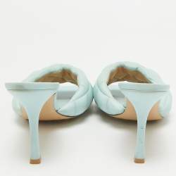 Bottega Veneta Blue Quilted Leather Lido Slide Sandals Size 39