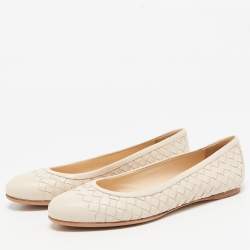 Pre Owned Bottega Veneta Light Pink Intrecciato Leather Ballet Flats Size 36.5