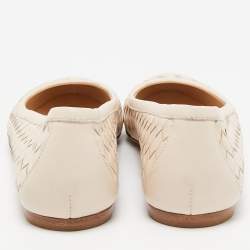 Pre Owned Bottega Veneta Light Pink Intrecciato Leather Ballet Flats Size 36.5