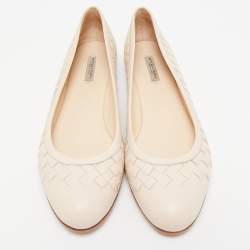 Pre Owned Bottega Veneta Light Pink Intrecciato Leather Ballet Flats Size 36.5