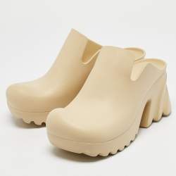 Bottega Veneta Beige Rubber Flash Mules Size 39