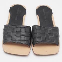 Bottega Veneta Black Quilted Leather Lido Flat Slides Size 36