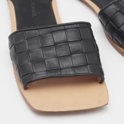 Bottega Veneta Black Quilted Leather Lido Flat Slides Size 36