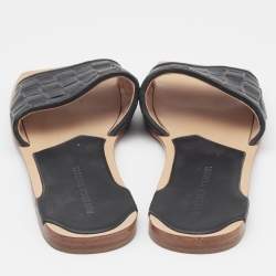 Bottega Veneta Black Quilted Leather Lido Flat Slides Size 36