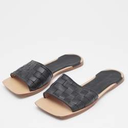 Bottega Veneta Black Quilted Leather Lido Flat Slides Size 36