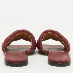 Bottega Veneta Burgundy Leather Lido Flat Slide Sandals Size 39