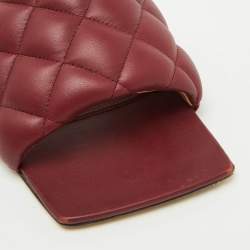 Bottega Veneta Burgundy Leather Lido Flat Slide Sandals Size 39