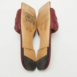 Bottega Veneta Burgundy Leather Lido Flat Slide Sandals Size 39