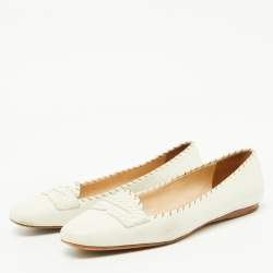 Bottega Veneta White Leather Ballet Flats Size 36
