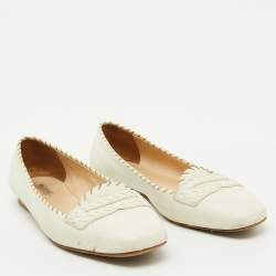 Bottega Veneta White Leather Ballet Flats Size 36