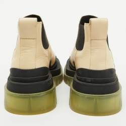 Bottega Veneta Cream Leather Tire Chelsea Ankle Length Boots Size 38