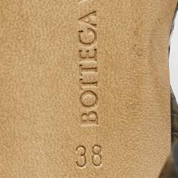 Pre Owned Bottega Veneta Green Python Embossed Leather Spiral Sandals Size 38