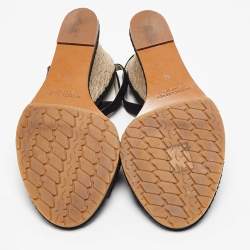 Bottega Veneta Black Suede Wedge Espadrille Sandals Size 38