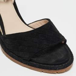 Bottega Veneta Black Suede Wedge Espadrille Sandals Size 38