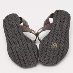 Bottega Veneta Black Leather Grommet Slingback Flat Sandals Size 40