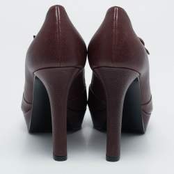 Bottega Veneta Burgundy Leather Mary Jane Platform Pumps Size 38