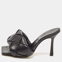 Bottega Veneta Black Intrecciato Leather Lido Slide Sandals Size 35