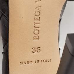 Bottega Veneta Black Intrecciato Leather Lido Slide Sandals Size 35