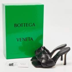Bottega Veneta Black Intrecciato Leather Lido Slide Sandals Size 35