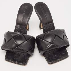 Bottega Veneta Black Intrecciato Leather Lido Slide Sandals Size 35