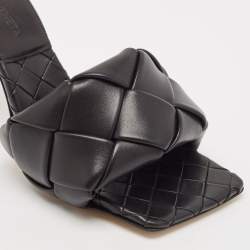 Bottega Veneta Black Intrecciato Leather Lido Slide Sandals Size 35