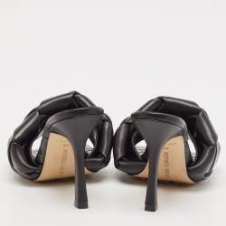 Bottega Veneta Black Intrecciato Leather Lido Slide Sandals Size 35