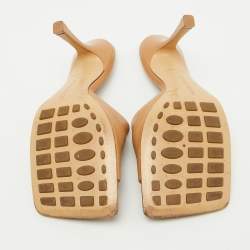 Bottega Veneta Light Brown Leather Stretch Slide Sandals Size 38
