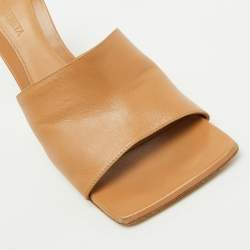 Bottega Veneta Light Brown Leather Stretch Slide Sandals Size 38