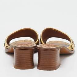 Pre Owned Bottega Veneta Metallic Intrecciato Leather Slide Sandals Size 37.5