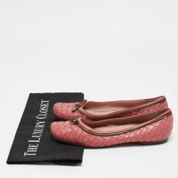 Bottega Veneta Pink Intrecciato Leather Ballet Flats Size 36