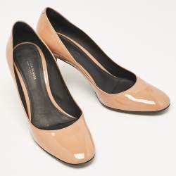 Bottega Veneta Beige Patent Leather Isabella Round Toe Pumps Size 38
