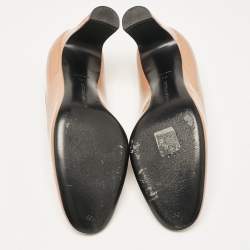 Bottega Veneta Beige Patent Leather Isabella Round Toe Pumps Size 38