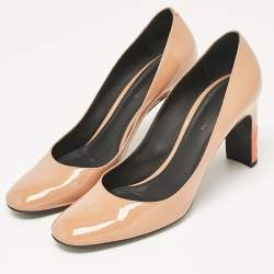 Bottega Veneta Beige Patent Leather Isabella Round Toe Pumps Size 38