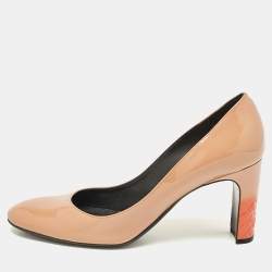 Bottega Veneta Beige Patent Leather Isabella Round Toe Pumps Size 38