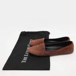 Bottega Veneta Brown Suede Intrecciato Flats Size 38