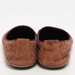 Bottega Veneta Brown Suede Intrecciato Flats Size 38