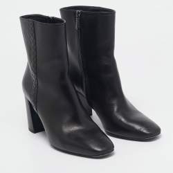 Bottega Veneta Black Leather Ankle Length Boots Size 39