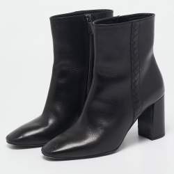 Bottega Veneta Black Leather Ankle Length Boots Size 39