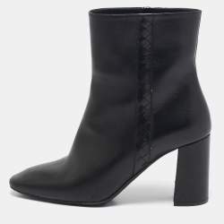 Bottega Veneta Black Leather Ankle Length Boots Size 39