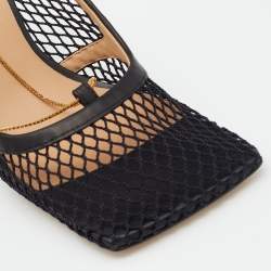 مملوكة مسبقًا Bottega Veneta Black Mesh and Leather Stretch Pumps Size 36.5
