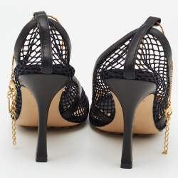 مملوكة مسبقًا Bottega Veneta Black Mesh and Leather Stretch Pumps Size 36.5