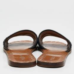 Pre Owned Bottega Veneta Black Intrecciato Leather Flat Slides Size 39