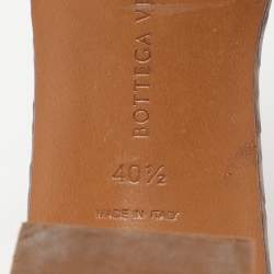 Pre Owned Bottega Veneta Metallic Grey Intrecciato Leather Ravello Slide Sandals Size 40.5