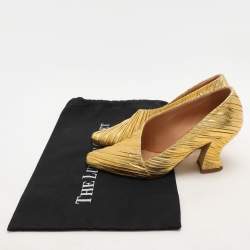 Bottega Veneta Gold Lame Leather Folded Pumps Size 36.5