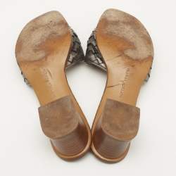 Bottega Veneta Metallic Intrecciato Leather Ravello Slide Sandals Size 39